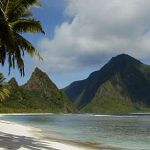 A scenic tropical beach in American Samoa