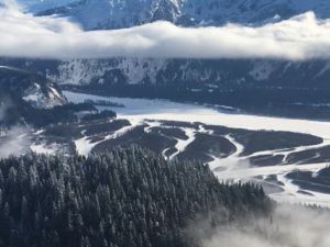 Plane view of icy-covered