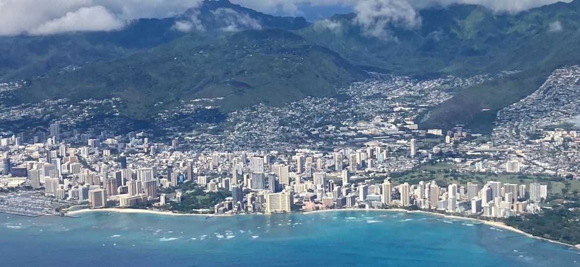 Aerial view of Mānoa coast