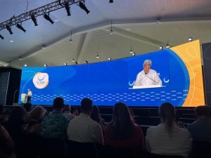 John Kerry presenting on main stage at Our Ocean.