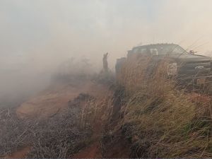 Photo of smoky outdoor area affected by fire on Guam.