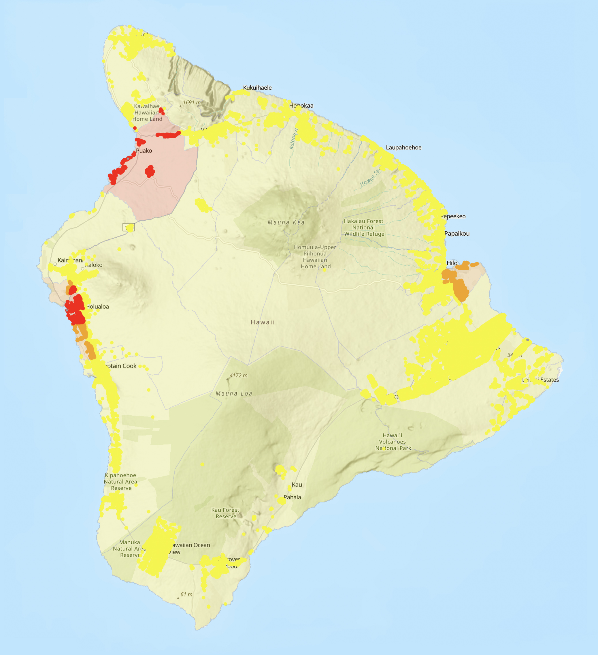 Map of Hawaiʻi Island