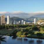 Photo of East Honolulu on the town side of the Koolau Mountains.