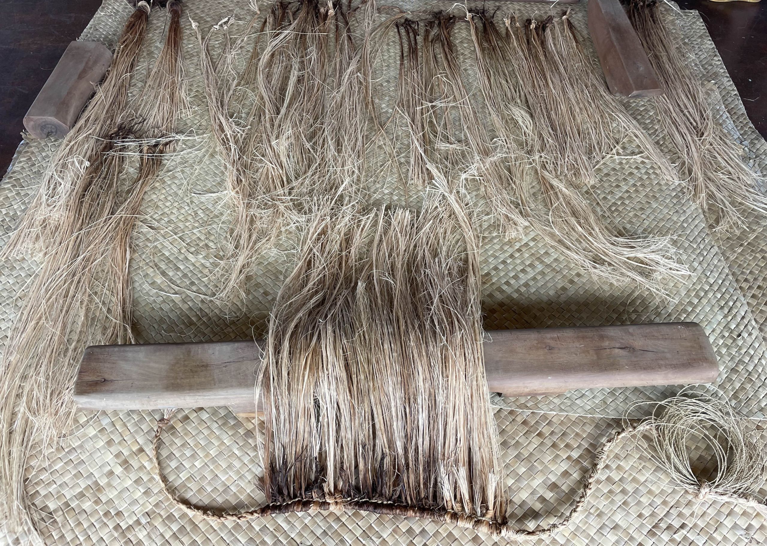 Processed hala roots, on top of a lauhala mat